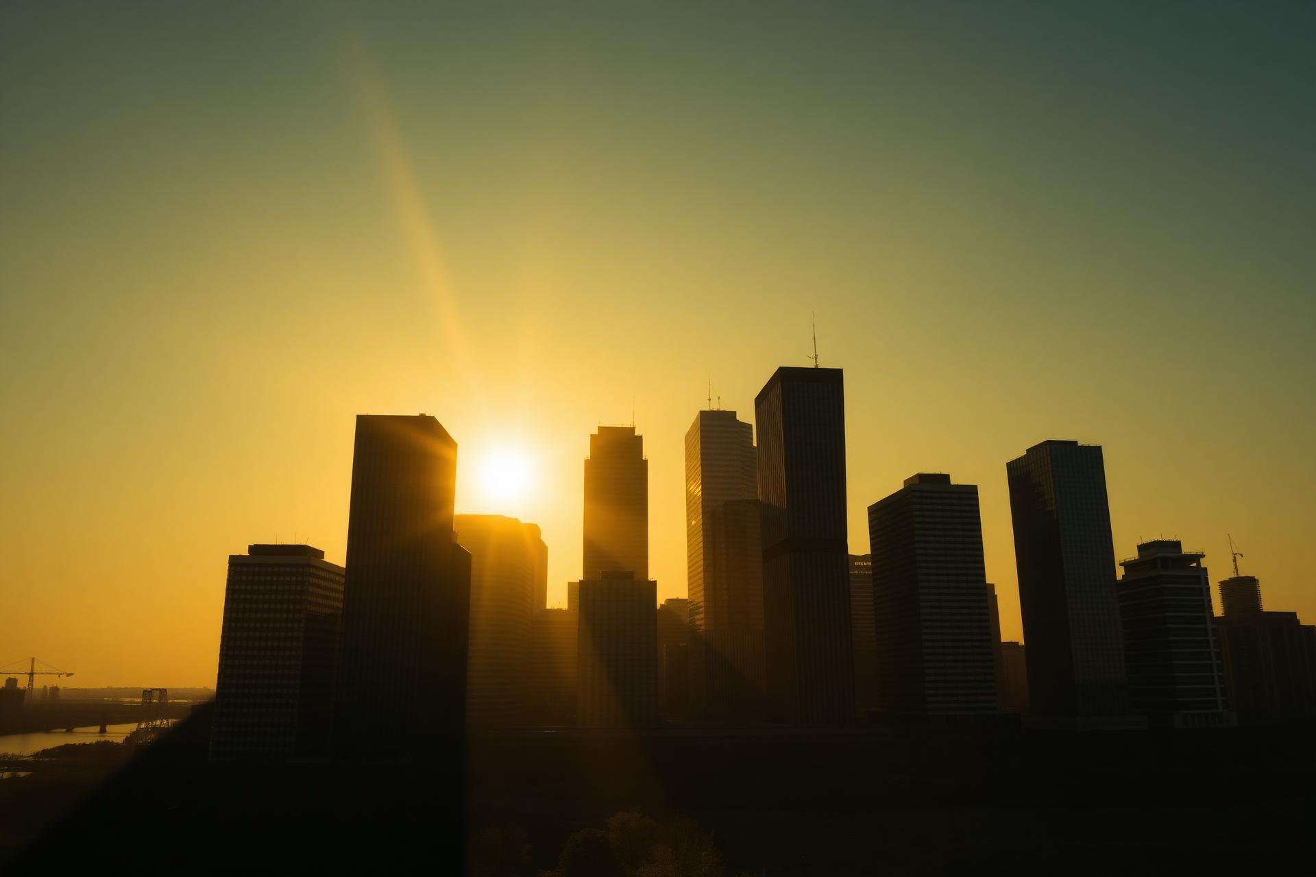 Detroit skyline at golden hour